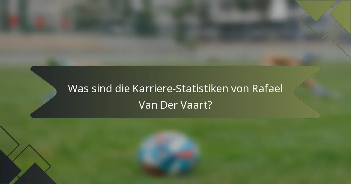 Was sind die Karriere-Statistiken von Rafael Van Der Vaart?