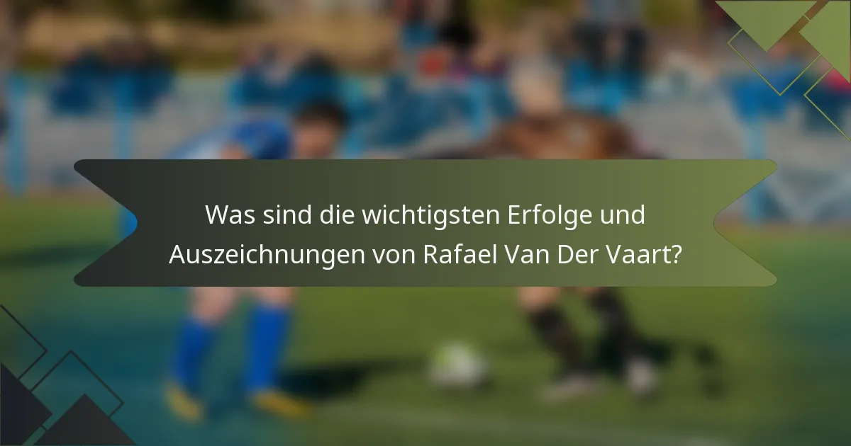 Was sind die wichtigsten Erfolge und Auszeichnungen von Rafael Van Der Vaart?