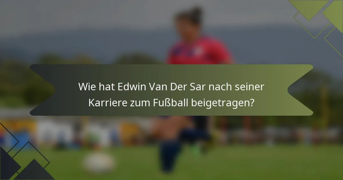 Wie hat Edwin Van Der Sar nach seiner Karriere zum Fußball beigetragen?