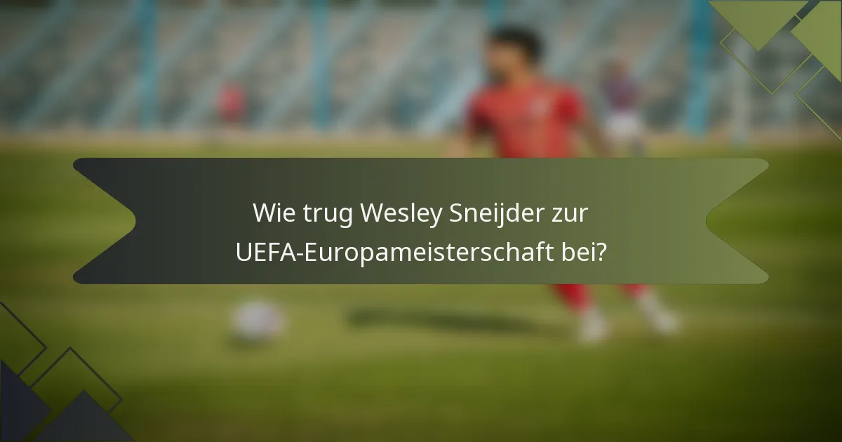 Wie trug Wesley Sneijder zur UEFA-Europameisterschaft bei?